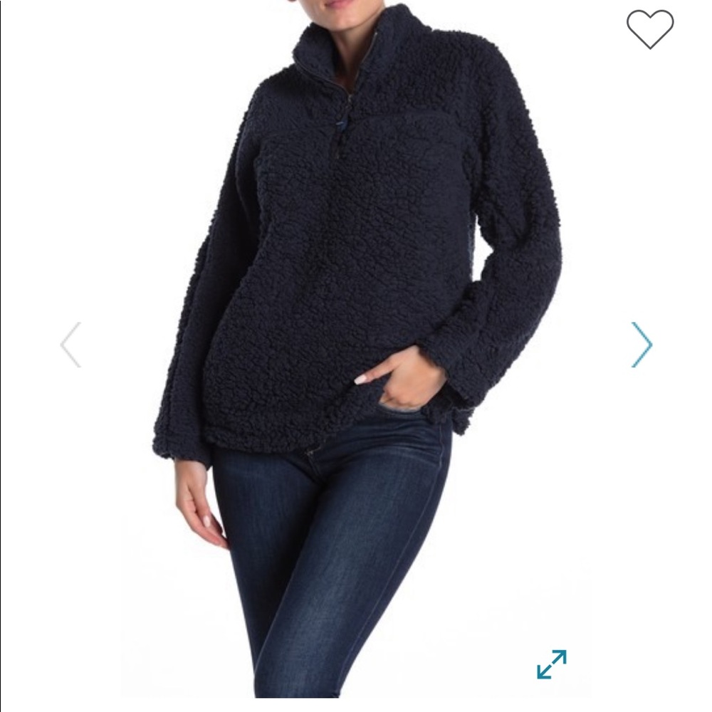 Elodie half quarter zip navy Sherpa pullover
